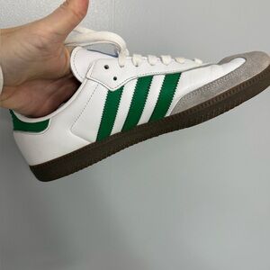 Adidas Men's White and Green Samba Sneakers